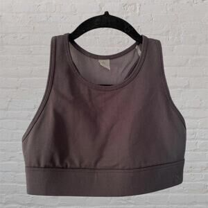 Alpine Design Medium Support Gray High Neck Racerback‎ Sports Bra Mesh Back XS